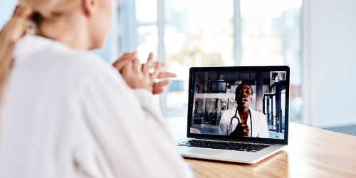 Two medical workers on a teleconference